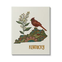 Stupell Industries Kentucky State Cardinal Blooming Goldenrod Flower Pattern Graphic Art Gallery Wrapped Canvas Print Wall Art, Design by Valentina Harper