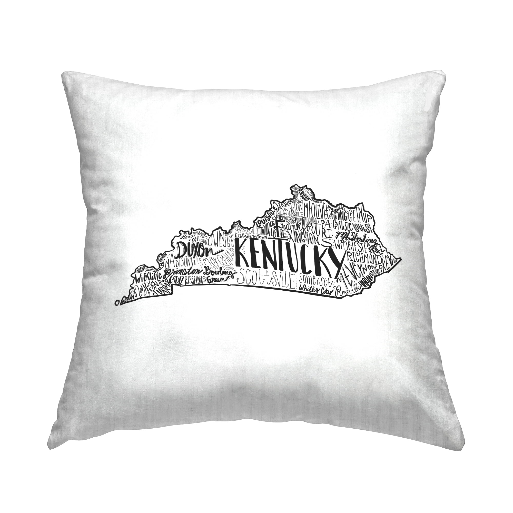 Stupell Industries Kentucky State Shape Outline Cities Map Design by Saturday Evening Post Throw Pillow