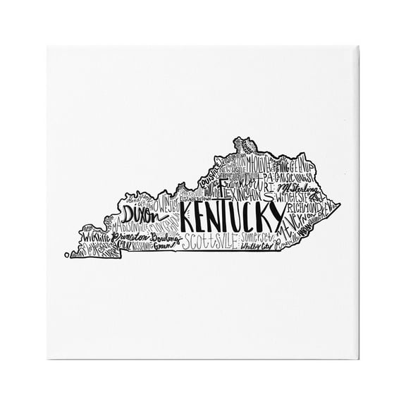 Stupell Industries Kentucky State Shape Typography Map Graphic Art Gallery Wrapped Canvas Print Wall Art, Design by The Saturday Evening Post