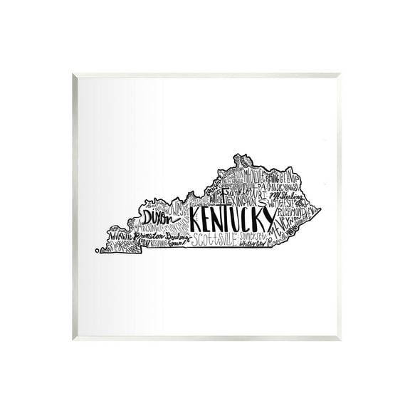Stupell Industries Kentucky State Shape Typography Map Graphic Art Unframed Art Print Wall Art, Design by The Saturday Evening Post