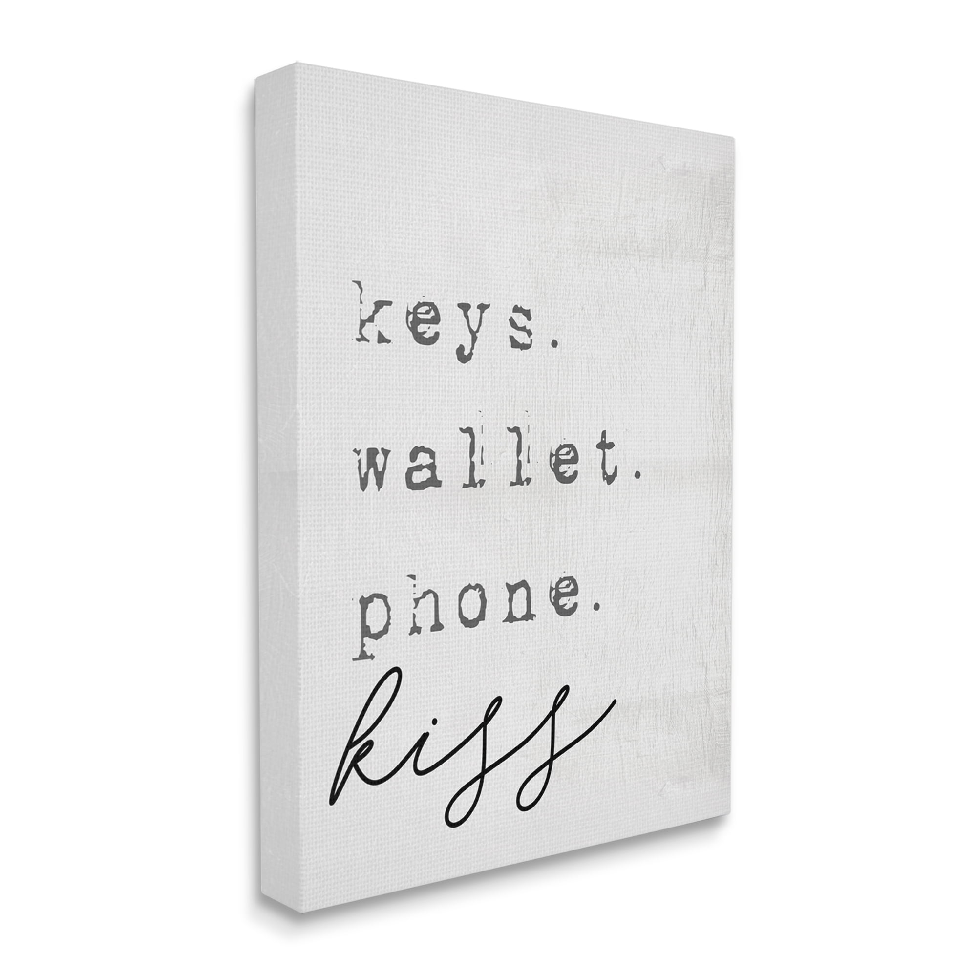 Stupell Industries Keys Wallet Phone Kiss Phrase Distressed Typewriter ,30 x 40,Designed by Daphne Polselli