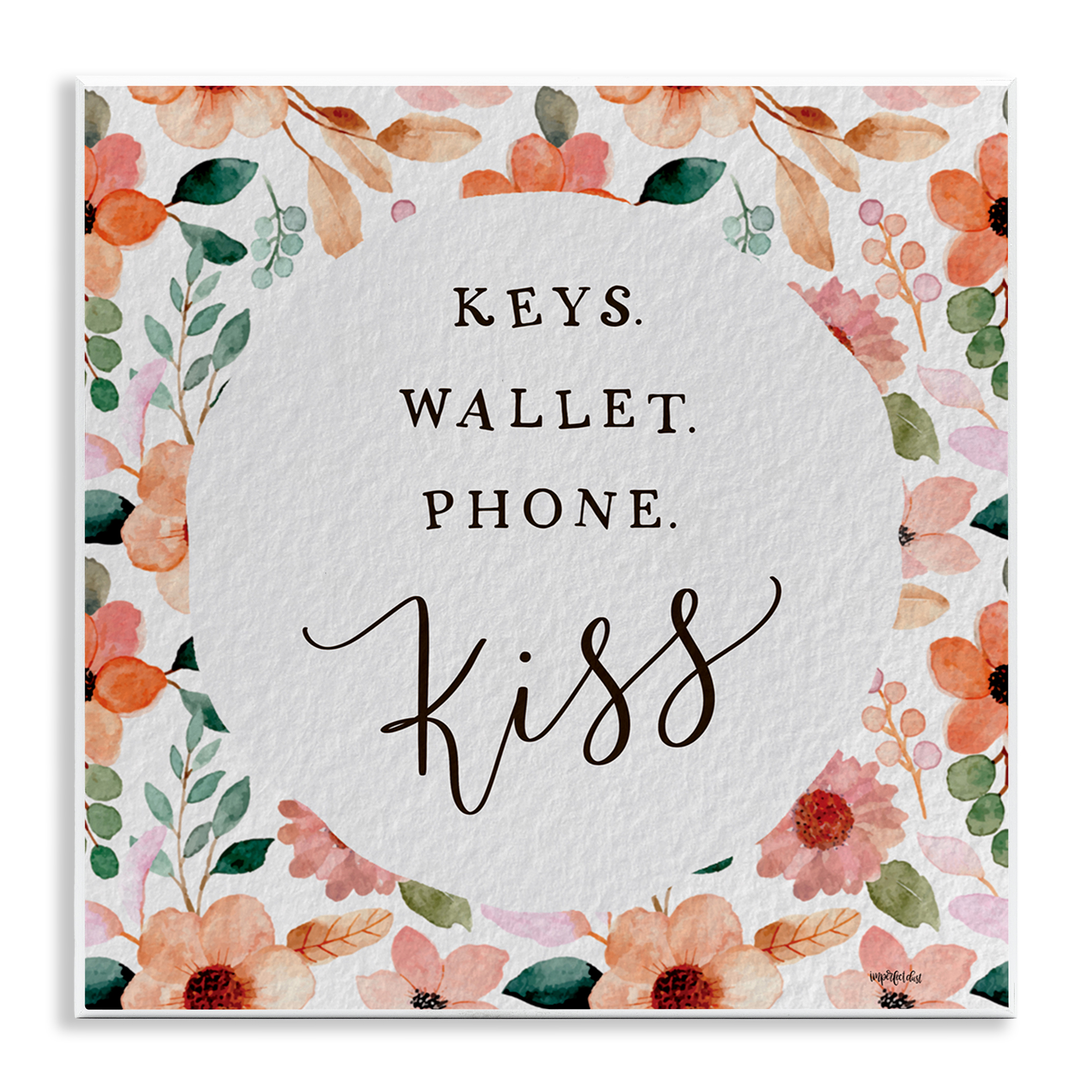 Stupell Industries Keys Wallet Phone Kiss Plants & Flowers Painting Unframed Art Print Wall Art, 12 x 12