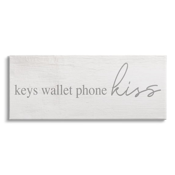 Stupell Industries Keys Wallet Phone Kiss Rustic Romantic Phrase, 24 x 10, Design by Daphne Polselli