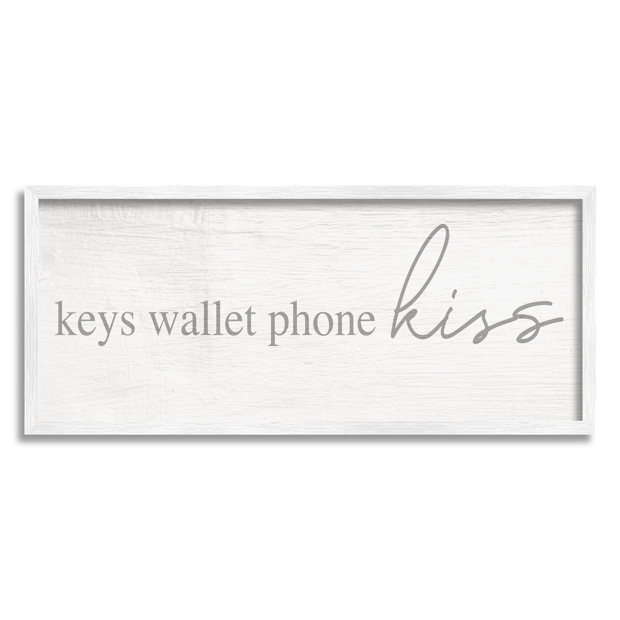 Stupell Industries Keys Wallet Phone Kiss Rustic Romantic Phrase, 24 x 10, Design by Daphne Polselli