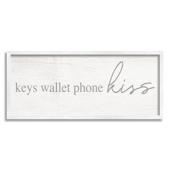 Stupell Industries Keys Wallet Phone Kiss Rustic Romantic Phrase, 24 x 10, Design by Daphne Polselli