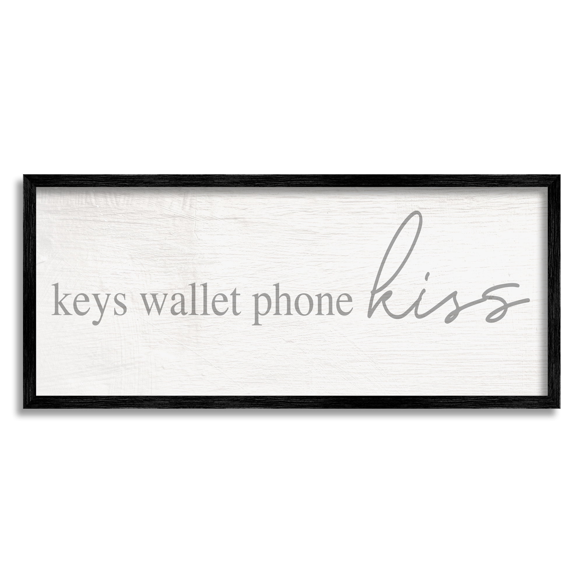 Stupell Industries Keys Wallet Phone Kiss Rustic Romantic Phrase, 30 x 13, Design by Daphne Polselli