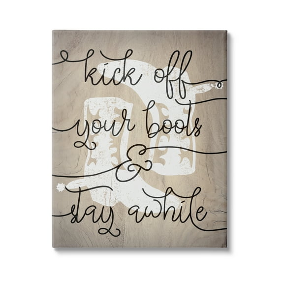 Stupell Industries Kick Off Boots Stay Awhile Quotes Southwestern Cowboy Shoes, 16 x 20, Design by Lil' Rue