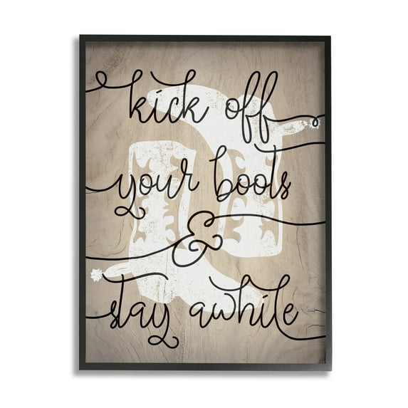 Stupell Industries Kick Off Boots Stay Awhile Quotes Southwestern Cowboy Shoes, 16 x 20, Design by Lil' Rue