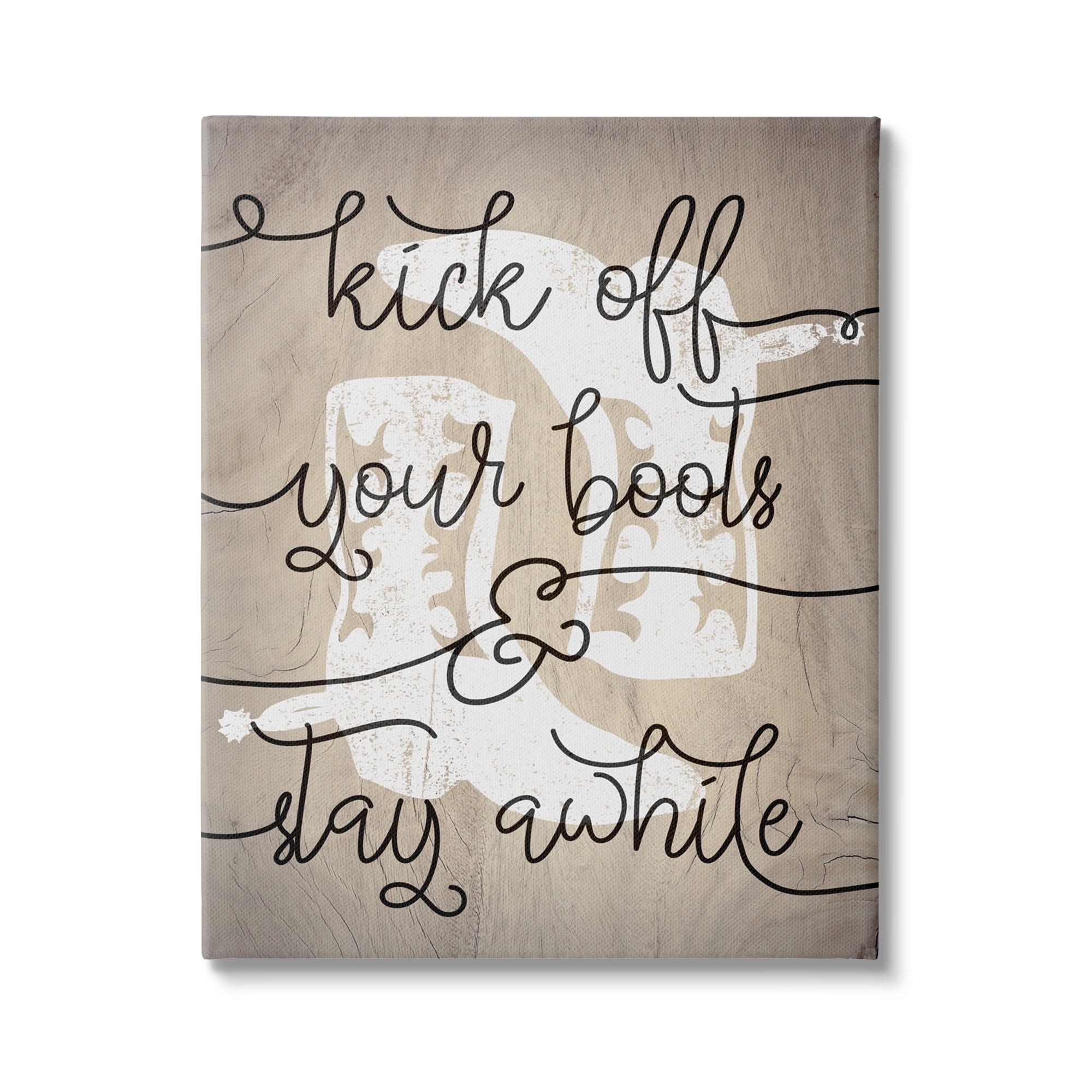 Stupell Industries Kick Off Boots Stay Awhile Quotes Southwestern Cowboy Shoes, 24 x 30, Design by Lil' Rue