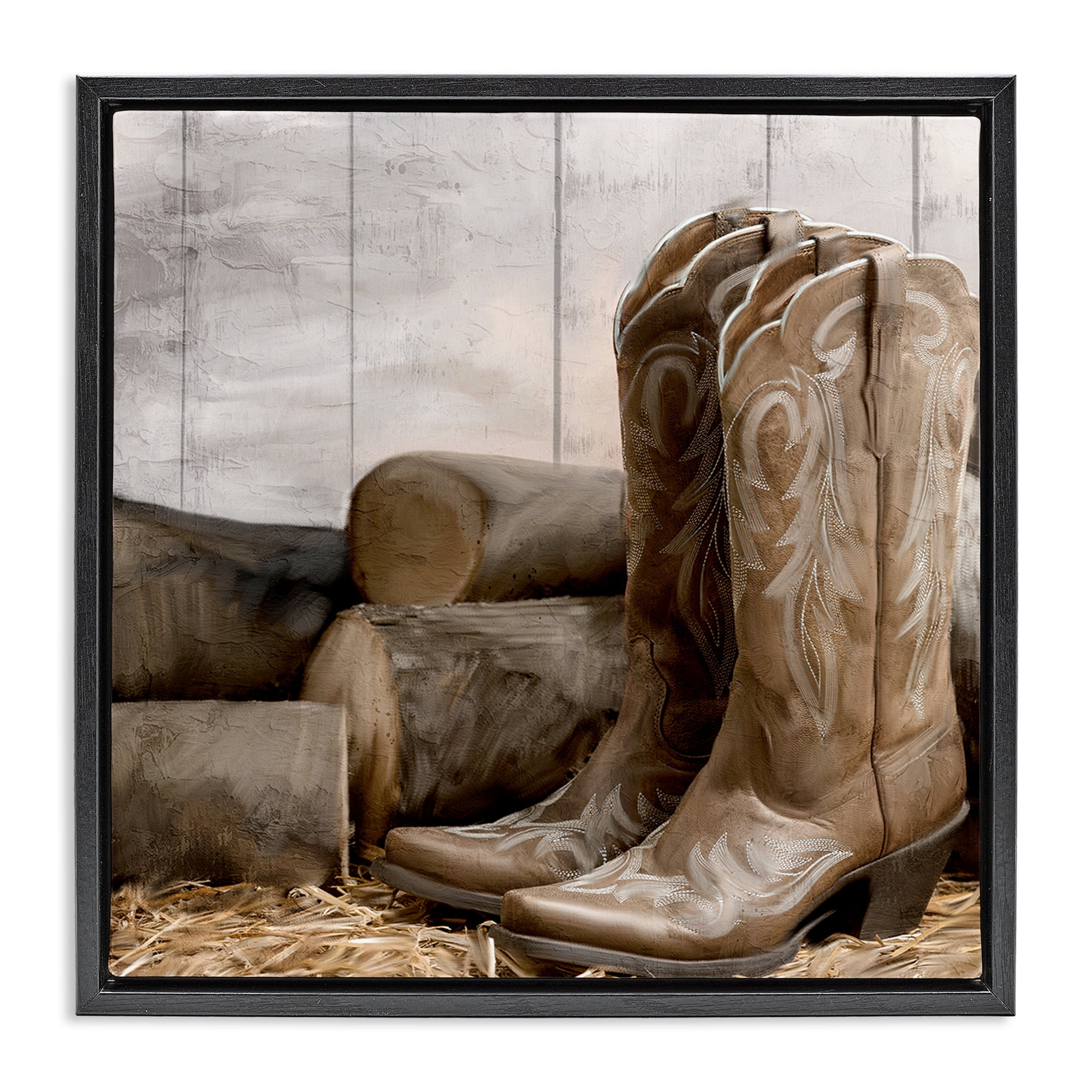 Stupell Industries Kick Off Your Boots Black Framed Floater Canvas Wall Art, design by Kim Allen