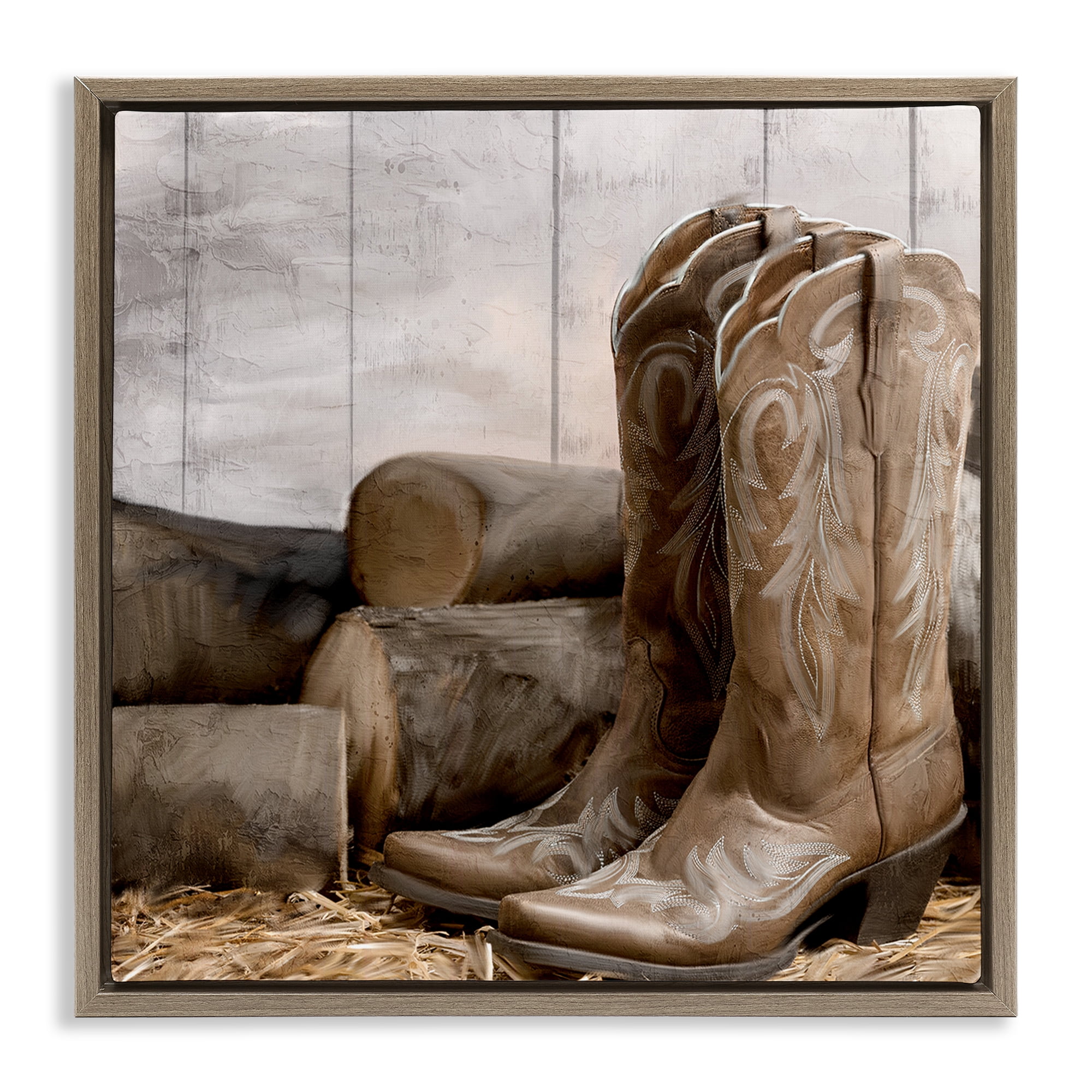 Stupell Industries Kick Off Your Boots Brown Framed Floater Canvas Wall Art, design by Kim Allen
