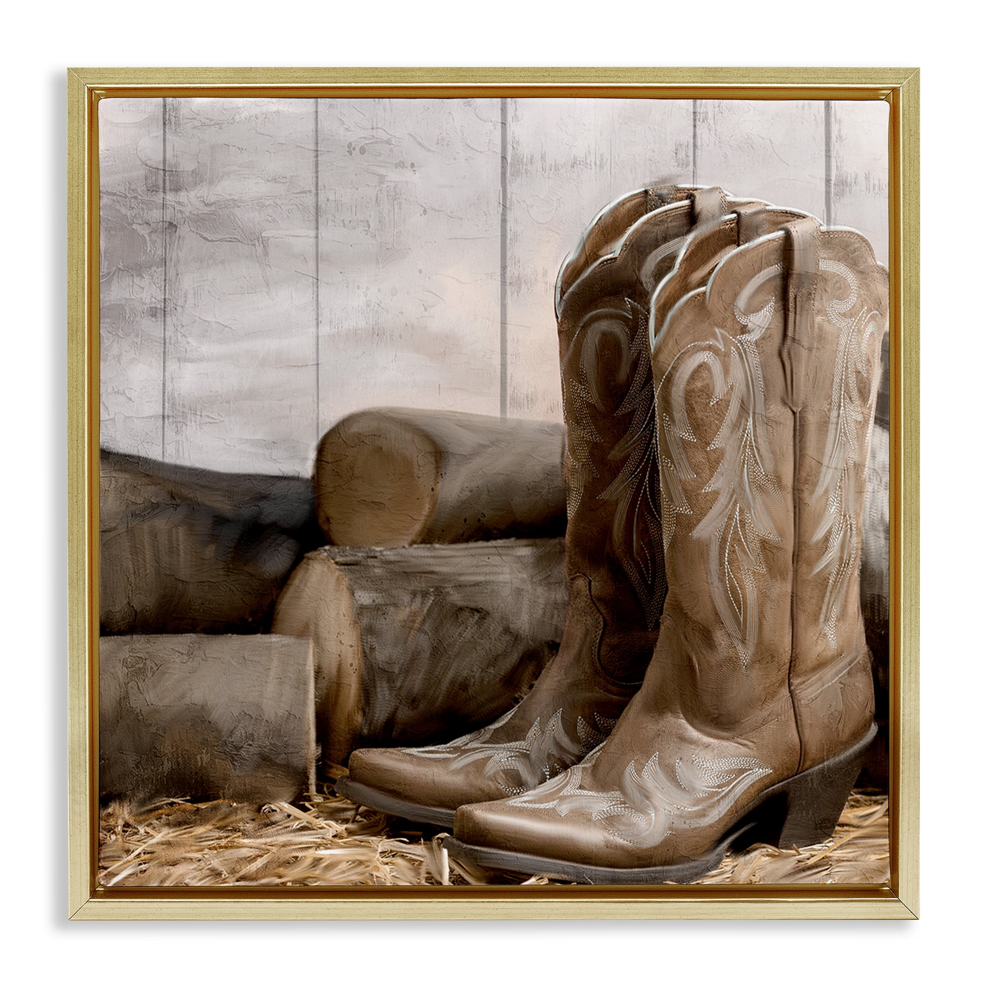 Stupell Industries Kick Off Your Boots Gold Framed Floater Canvas Wall Art, design by Kim Allen