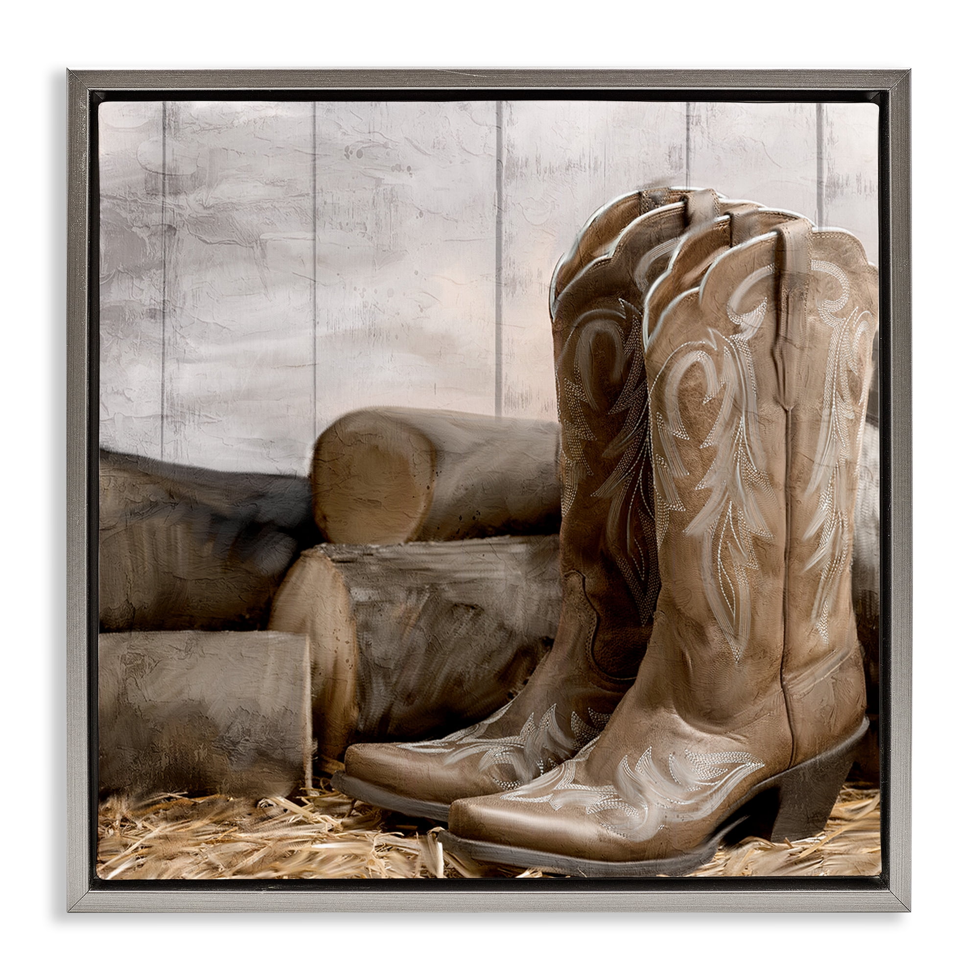 Stupell Industries Kick Off Your Boots Gray Framed Floater Canvas Wall Art, design by Kim Allen