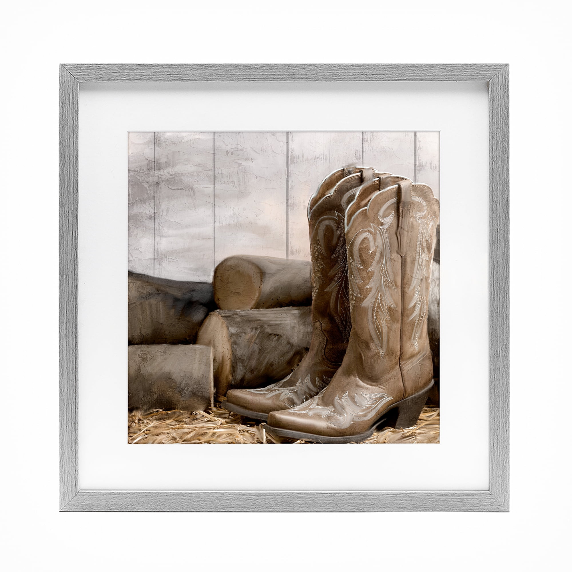 Stupell Industries Kick Off Your Boots Gray Framed Print Under Glass, design by Kim Allen