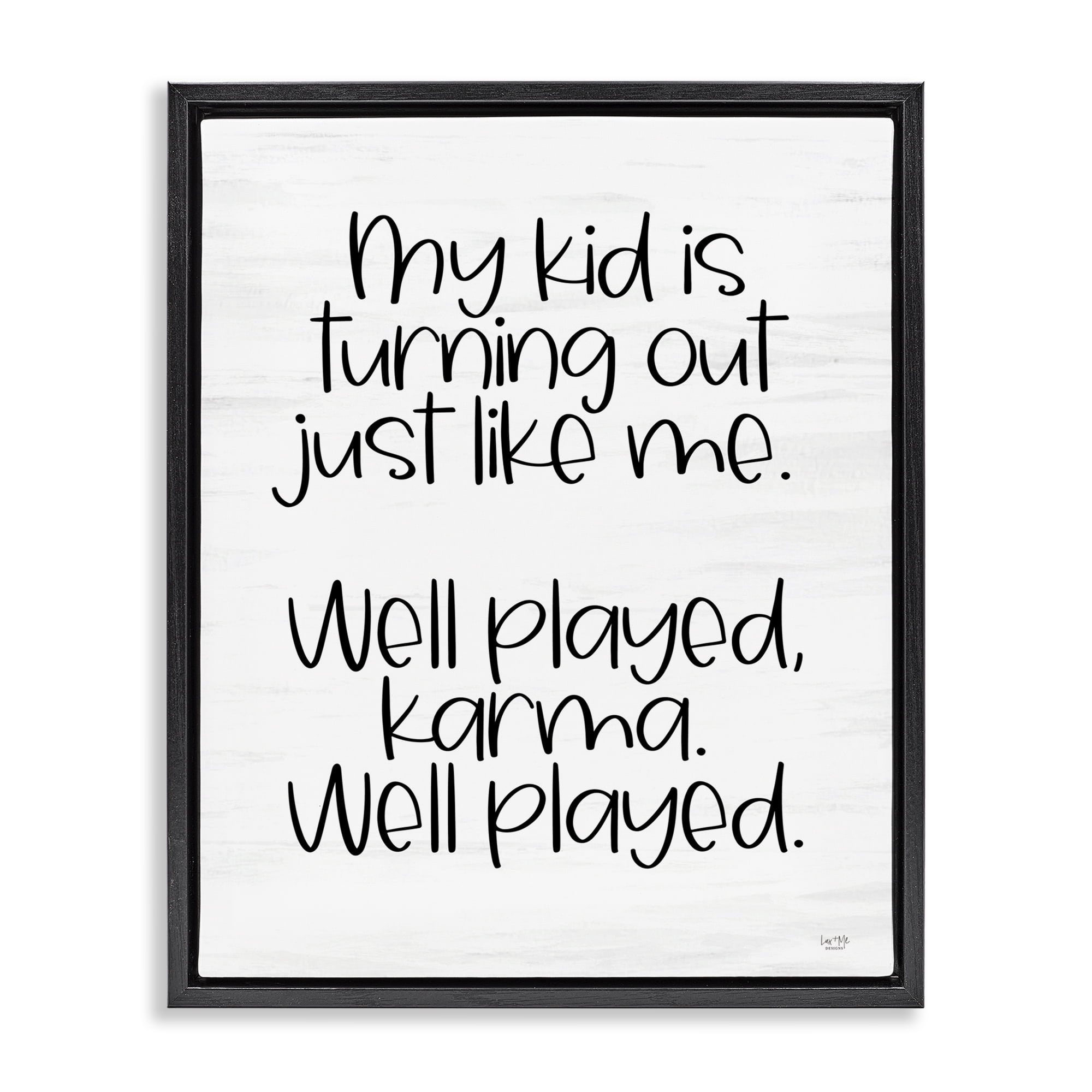 Stupell Industries Kid Karma Phrase Typography Painting Black Floater Framed Art Print Wall Art, 25 x 31