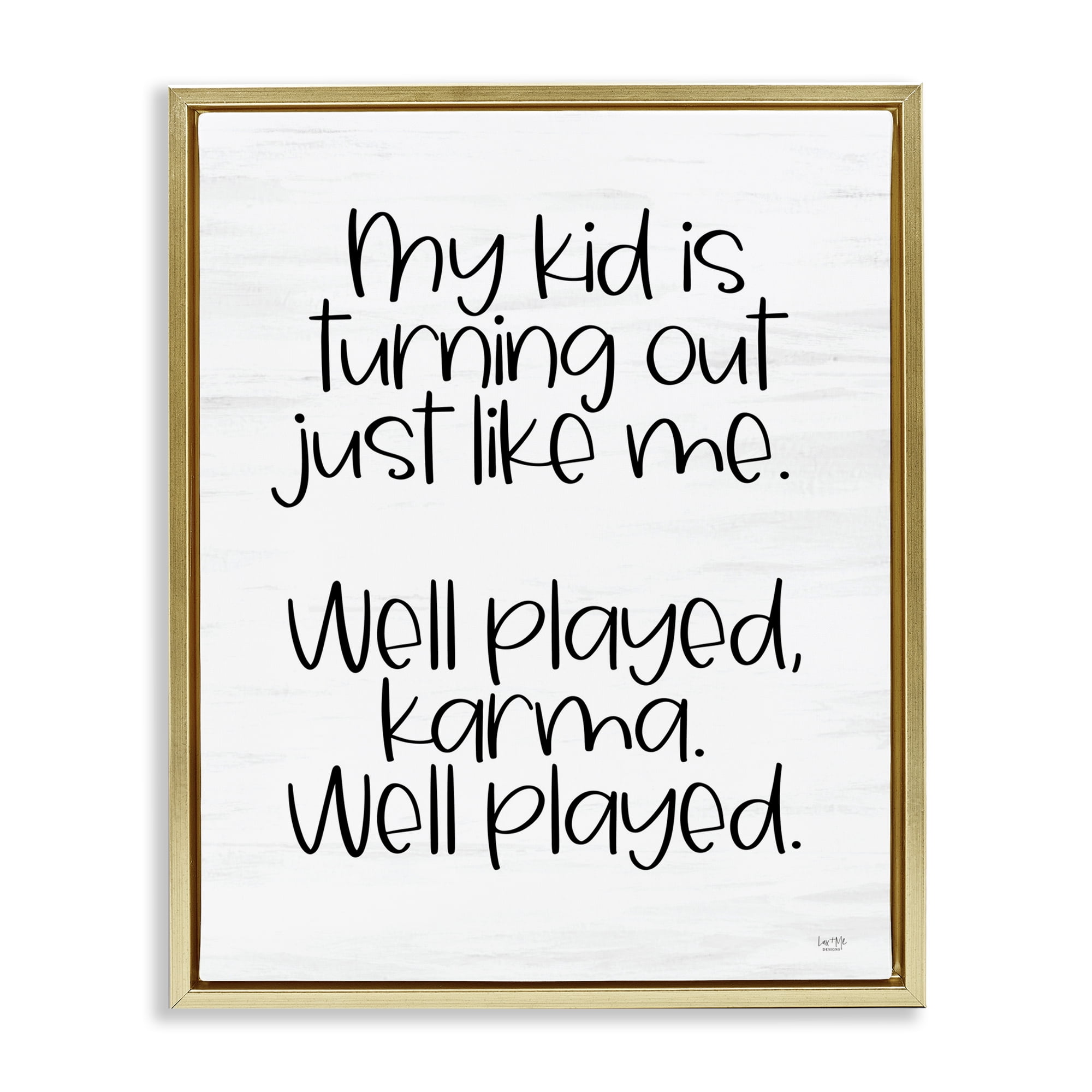 Stupell Industries Kid Karma Phrase Typography Painting Gold Floater Framed Art Print Wall Art, 17 x 21