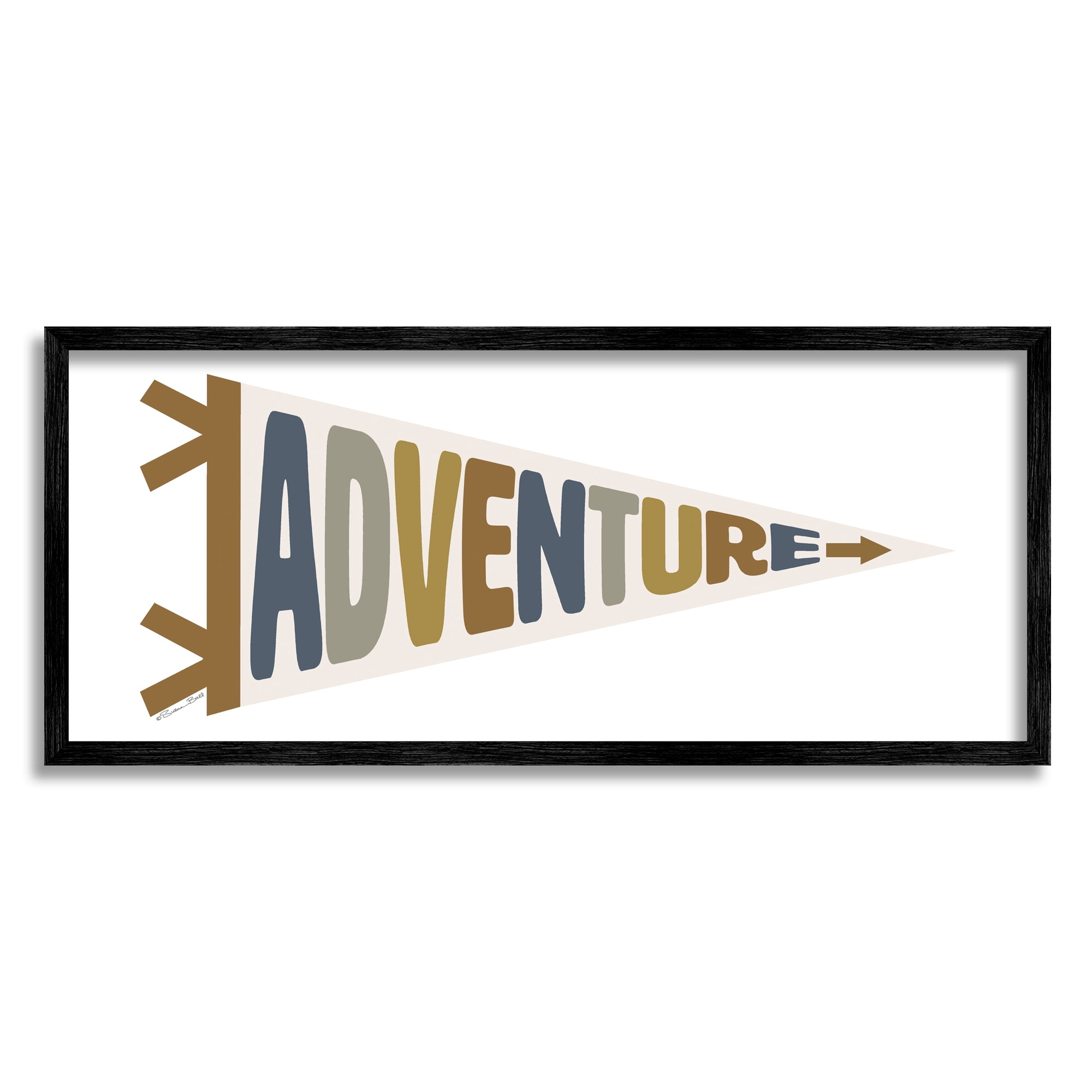 Stupell Industries Kid's Adventure Sports Flag Right Arrow Directional, 13 x 30, Designed by Susan Ball