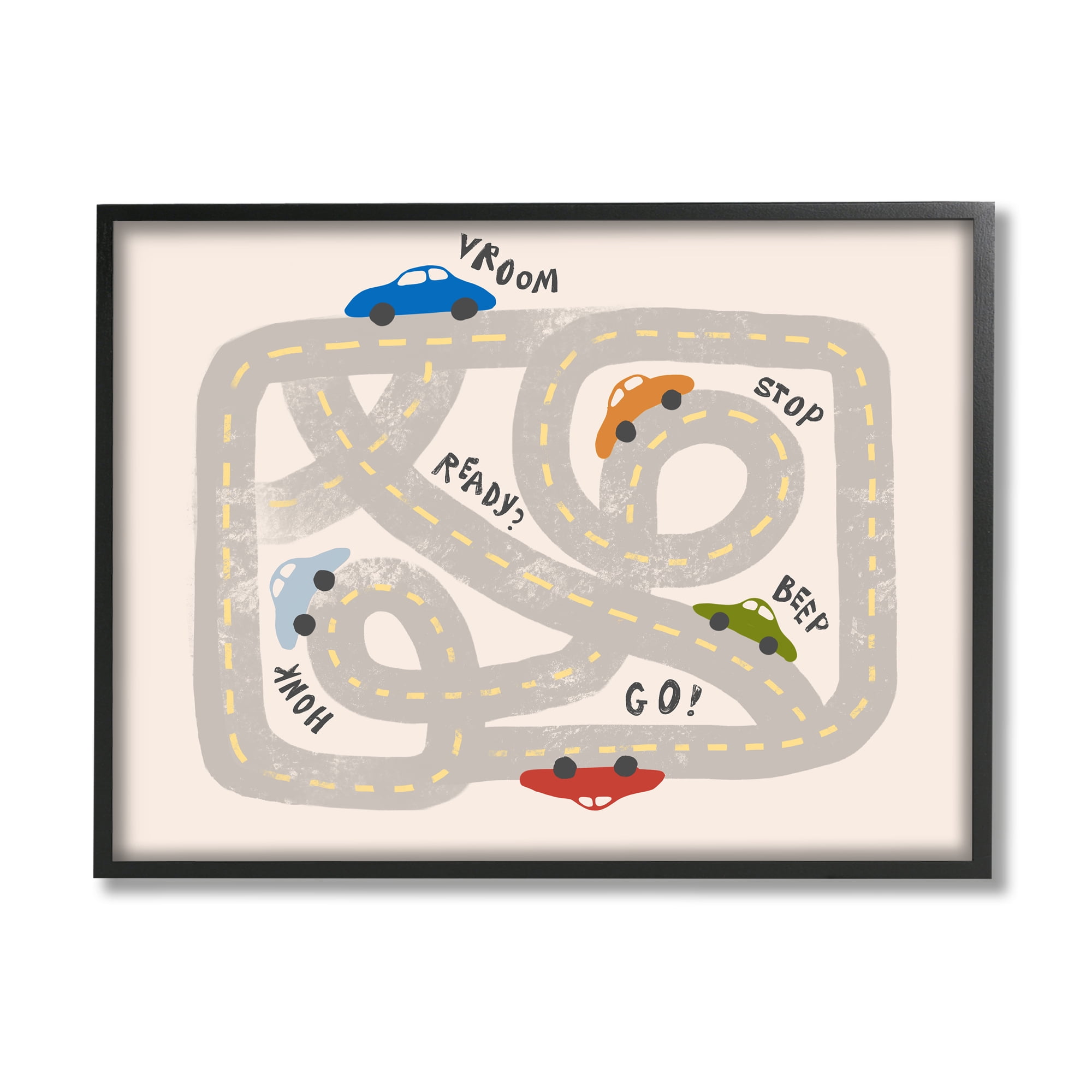 Stupell Industries Kid's Cartoon Car Road Map Fun Playful Streets, 24 x 30, Designed by Daphne Polselli
