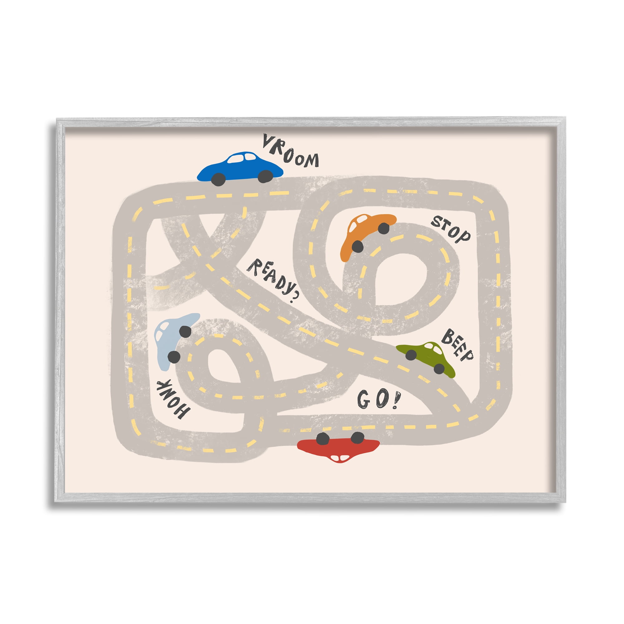 Stupell Industries Kid's Cartoon Car Road Map Fun Playful Streets, 24 x 30, Designed by Daphne Polselli
