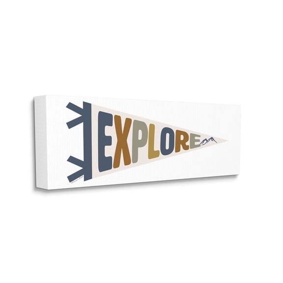 Stupell Industries Kid's Explore Sports Flag Blue Mountain Range, 17 x 40, Designed by Susan Ball