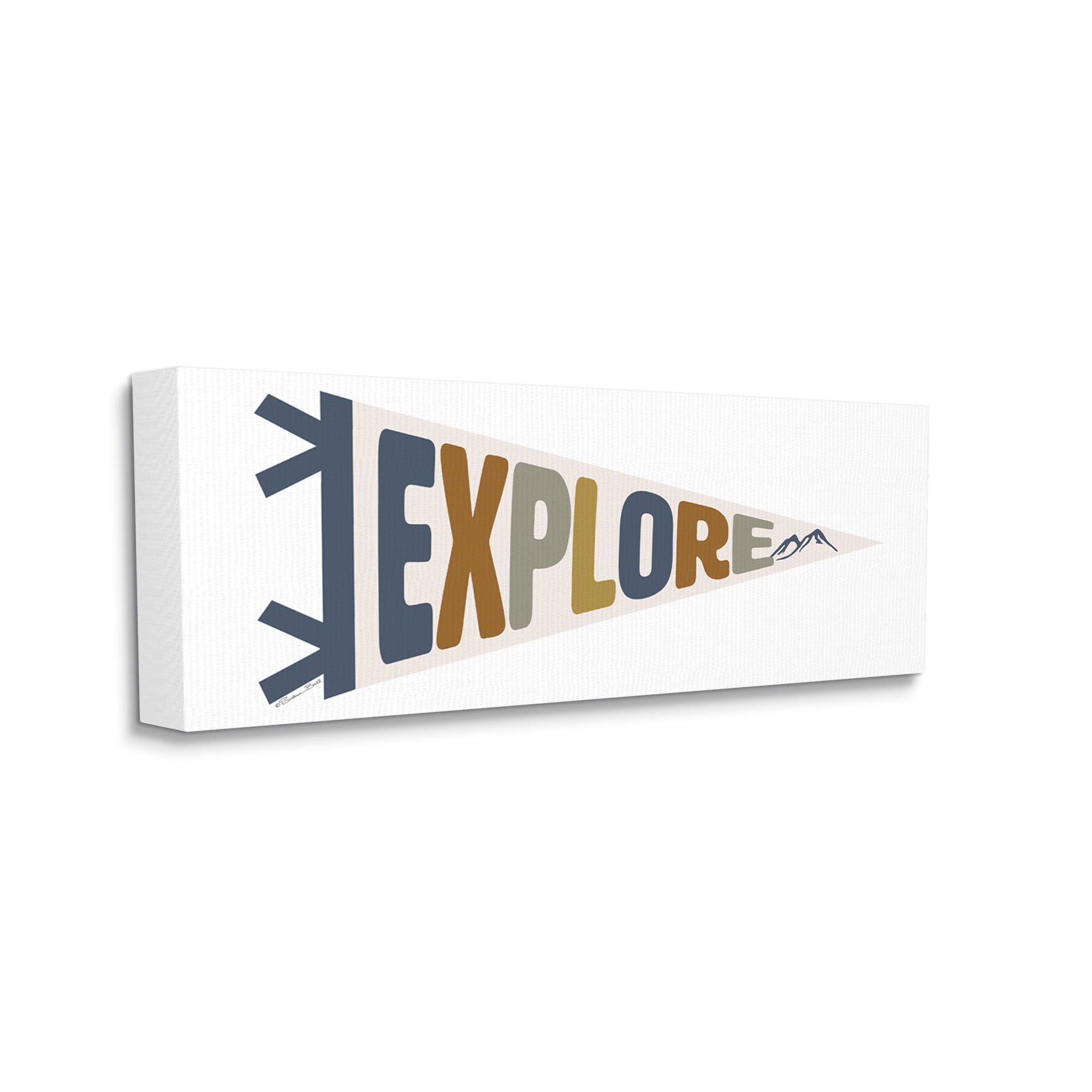 Stupell Industries Kid's Explore Sports Flag Blue Mountain Range, 20 x 48, Designed by Susan Ball
