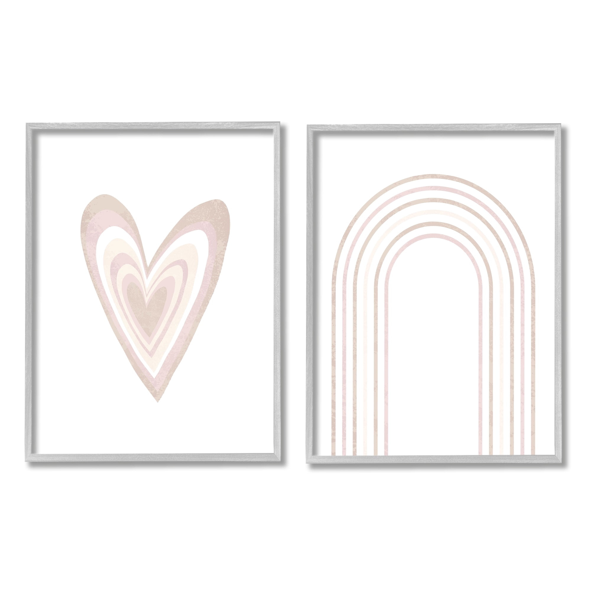 Stupell Industries Kid's Heart Rainbow Stripped Patterns Soft Neutral Pink, 11 x 14, Design by Daphne Polselli