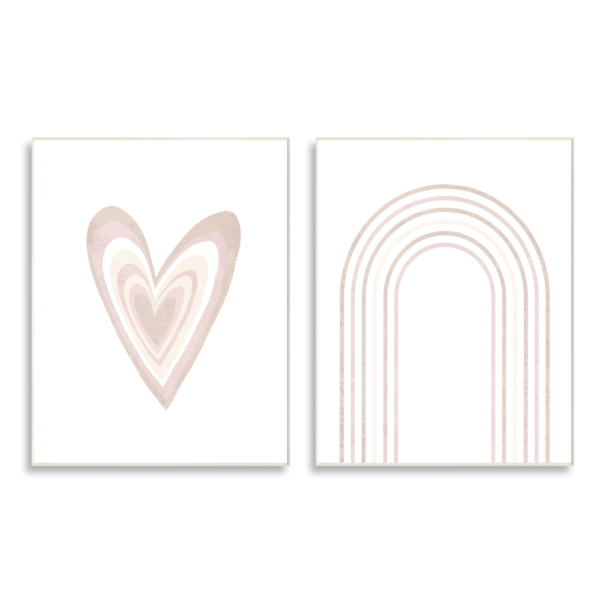 Stupell Industries Kid's Heart Rainbow Stripped Patterns Soft Neutral Pink, 13 x 19, Design by Daphne Polselli