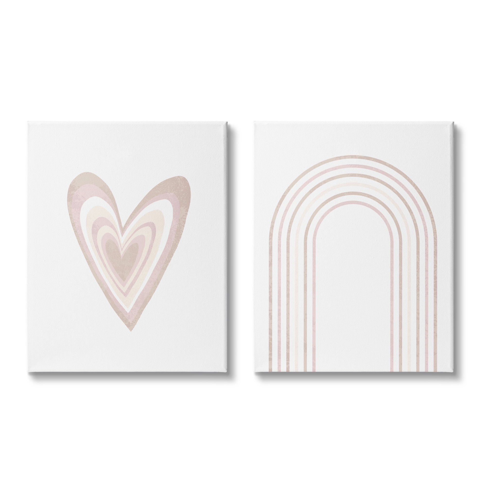 Stupell Industries Kid's Heart Rainbow Stripped Patterns Soft Neutral Pink, 24 x 30, Design by Daphne Polselli