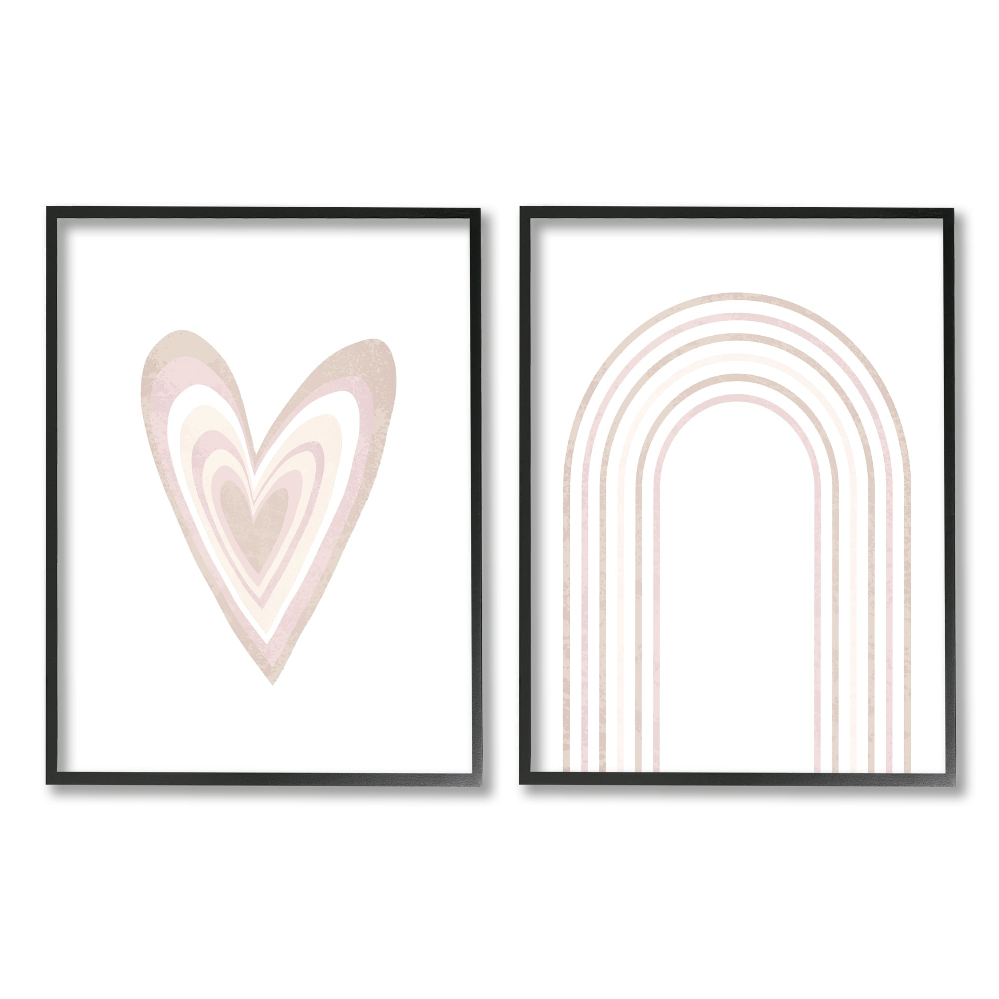 Stupell Industries Kid's Heart Rainbow Stripped Patterns Soft Neutral Pink, 24 x 30, Design by Daphne Polselli