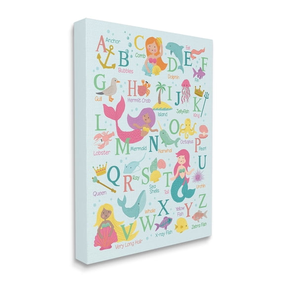 Stupell Industries Kid's Mermaid Alphabet Beach Fantasy ABC Typography, 24 x 30, Designed by Lisa Whitebutton