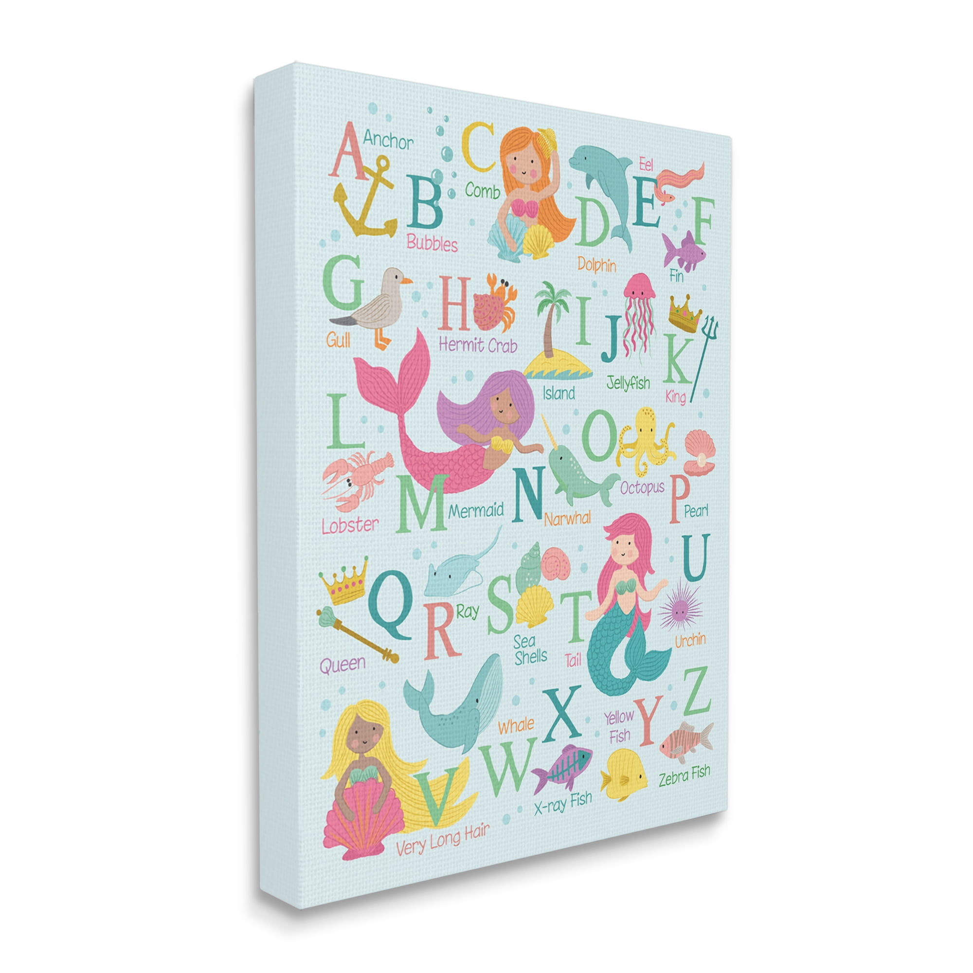 Stupell Industries Kid's Mermaid Alphabet Beach Fantasy ABC Typography, 36 x 48, Designed by Lisa Whitebutton