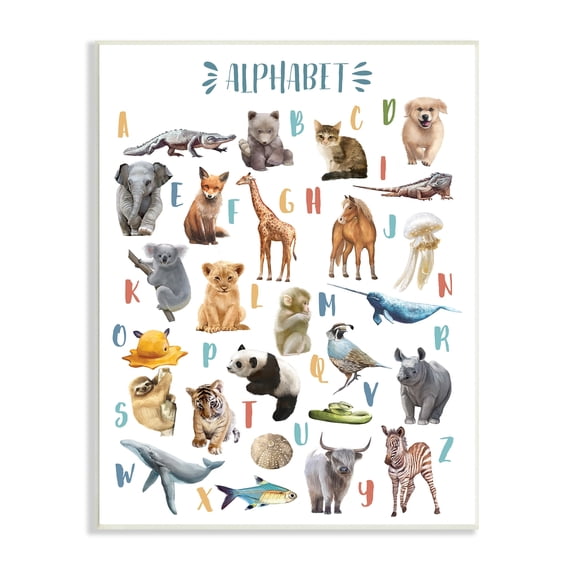 Stupell Industries Kid's Playful Animal Alphabet Whimsical ABC's Graphic Art Unframed Art Print Wall Art, 10x15, by Ziwei Li