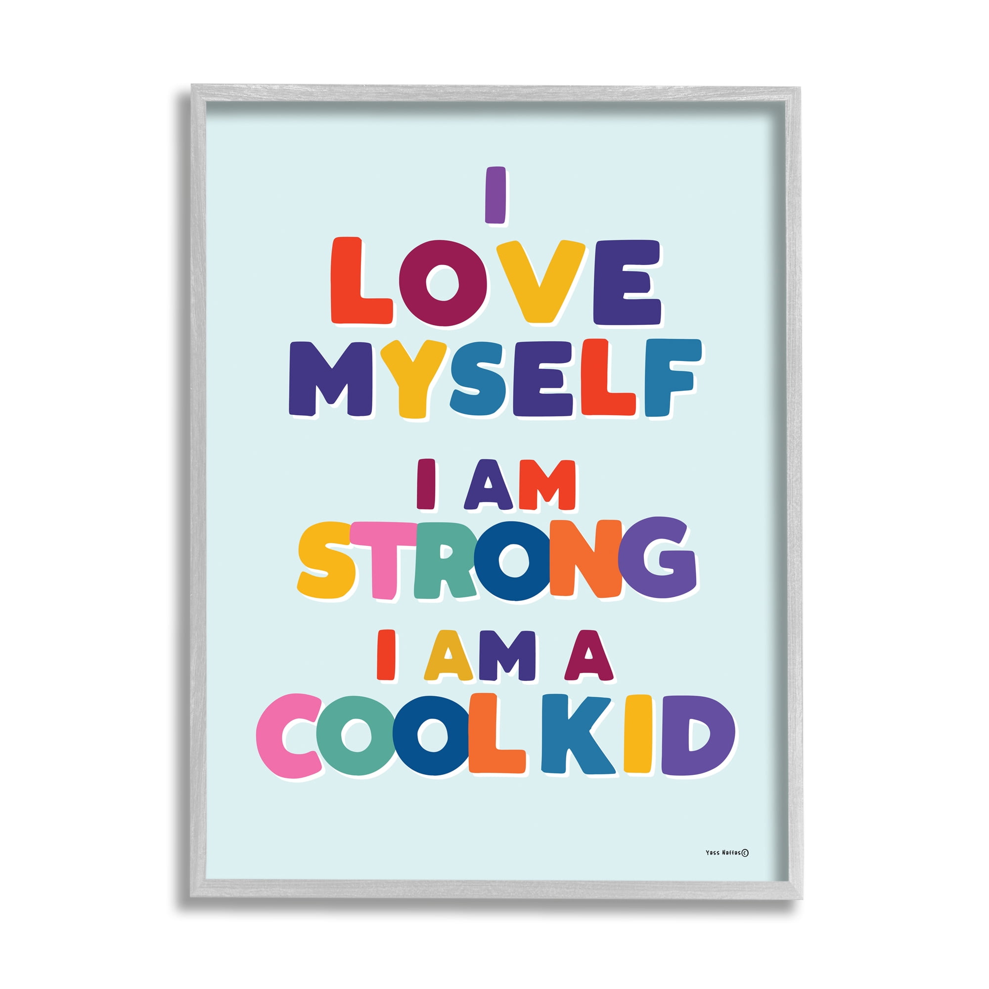 Stupell Industries Kid's Self-Esteem Phrases Inspirational Painting Gray Framed Art Print Wall Art, 11 x 14