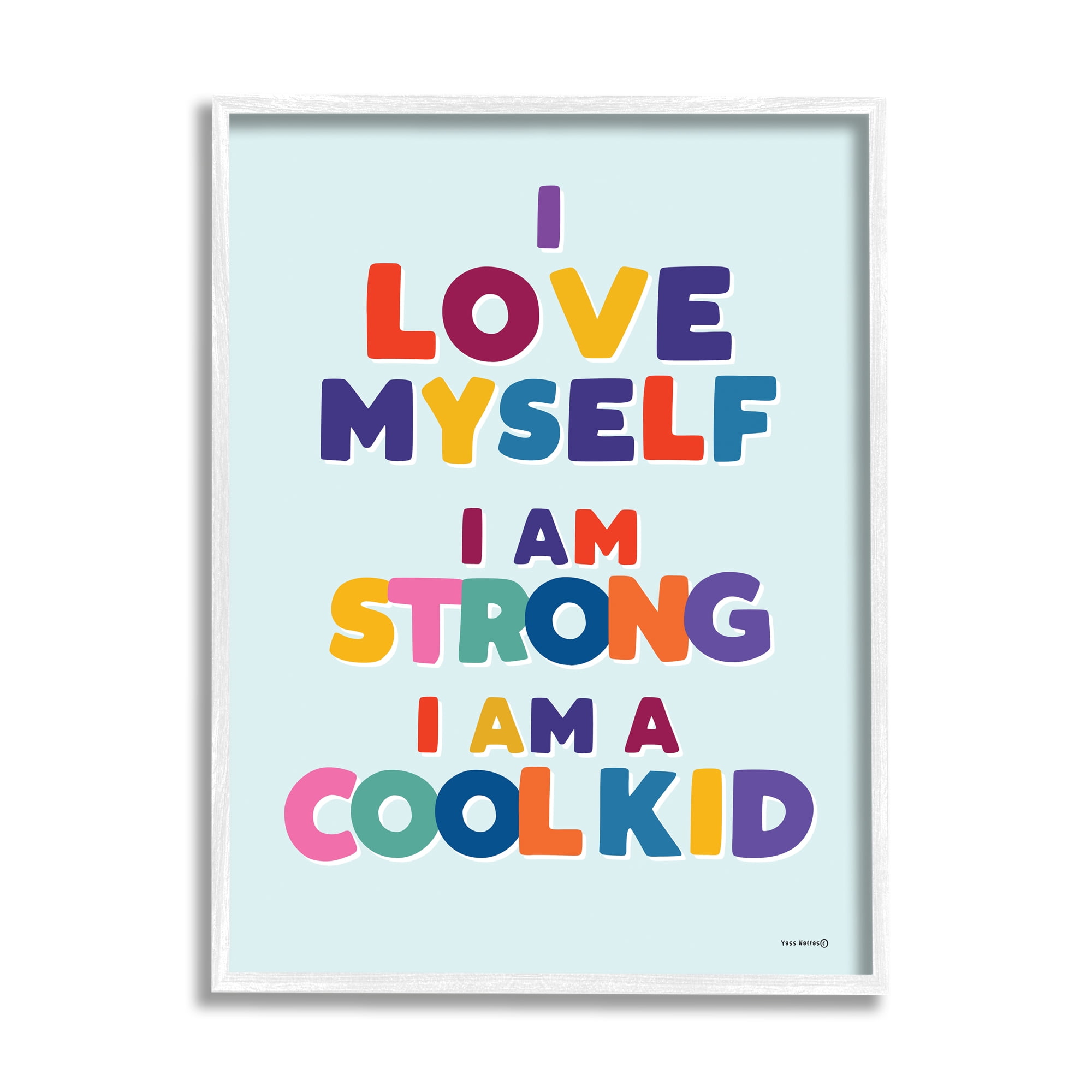 Stupell Industries Kid's Self-Esteem Phrases Inspirational Painting White Framed Art Print Wall Art, 11 x 14
