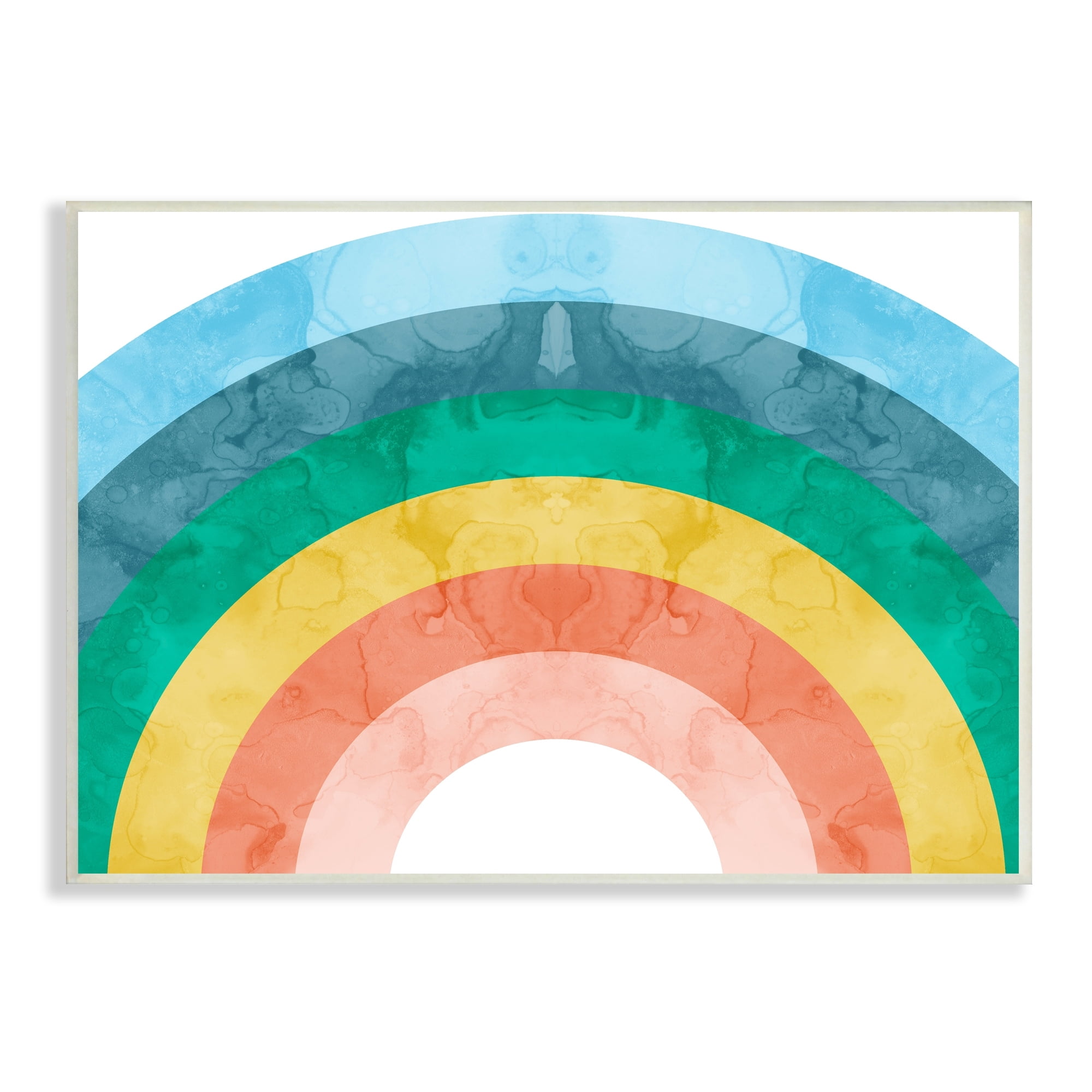 Stupell Industries Kids' Abstract Watercolor Pattern Rainbow Blue Green Pink, 19 x 13, Design by Daphne Polselli