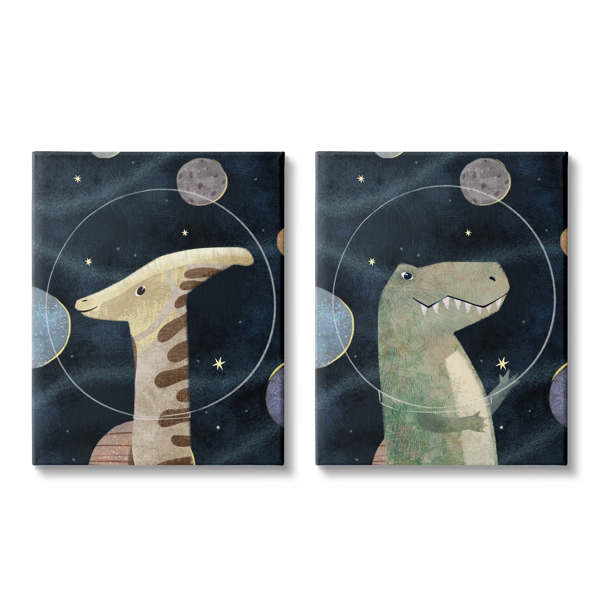 Stupell Industries Kids' Astronaut Dinosaurs Fantasy Planet Reptiles Deep Blue, 16 x 20, Design by Ziwei Li