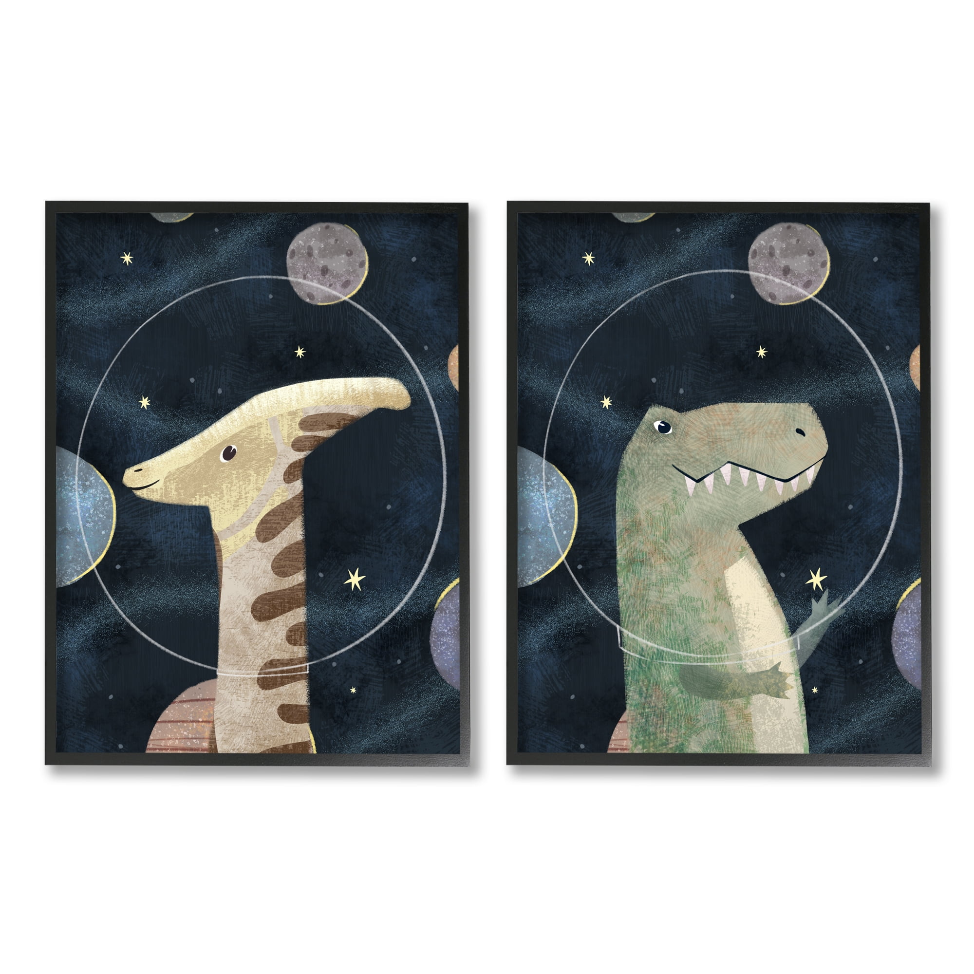 Stupell Industries Kids' Astronaut Dinosaurs Fantasy Planet Reptiles Deep Blue, 24 x 30, Design by Ziwei Li