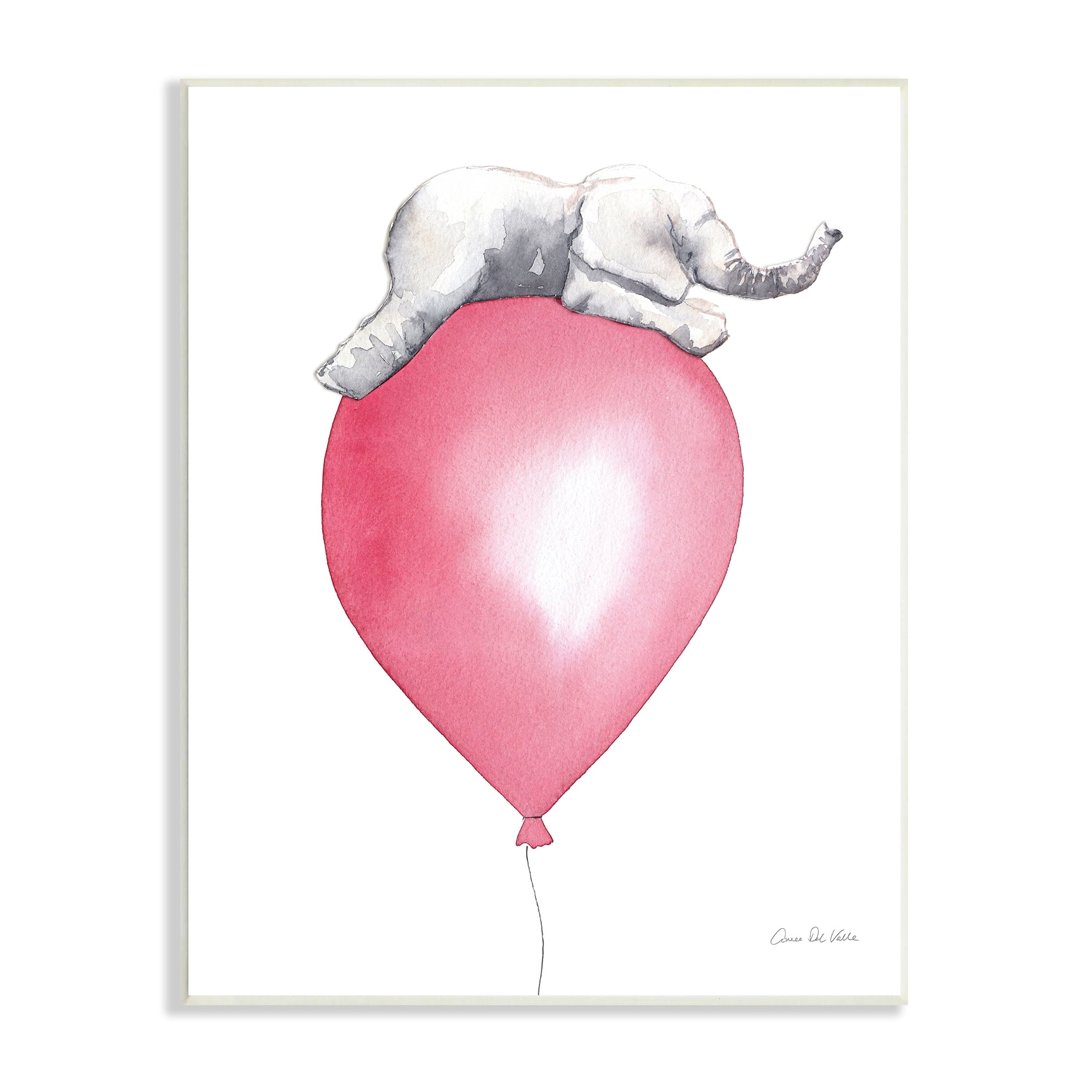 Stupell Industries Kids' Baby Elephant Sleeping on Large Red Balloon, 13 x 19, Design by Aimee Del Valle
