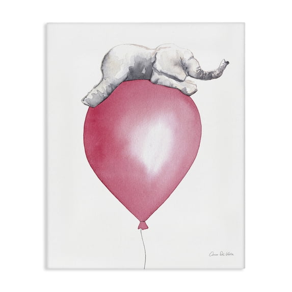 Stupell Industries Cottage Kids' Baby Elephant Sleeping on Large Red Balloon Canvas Art, 16 x 20, by Aimee Del Valle