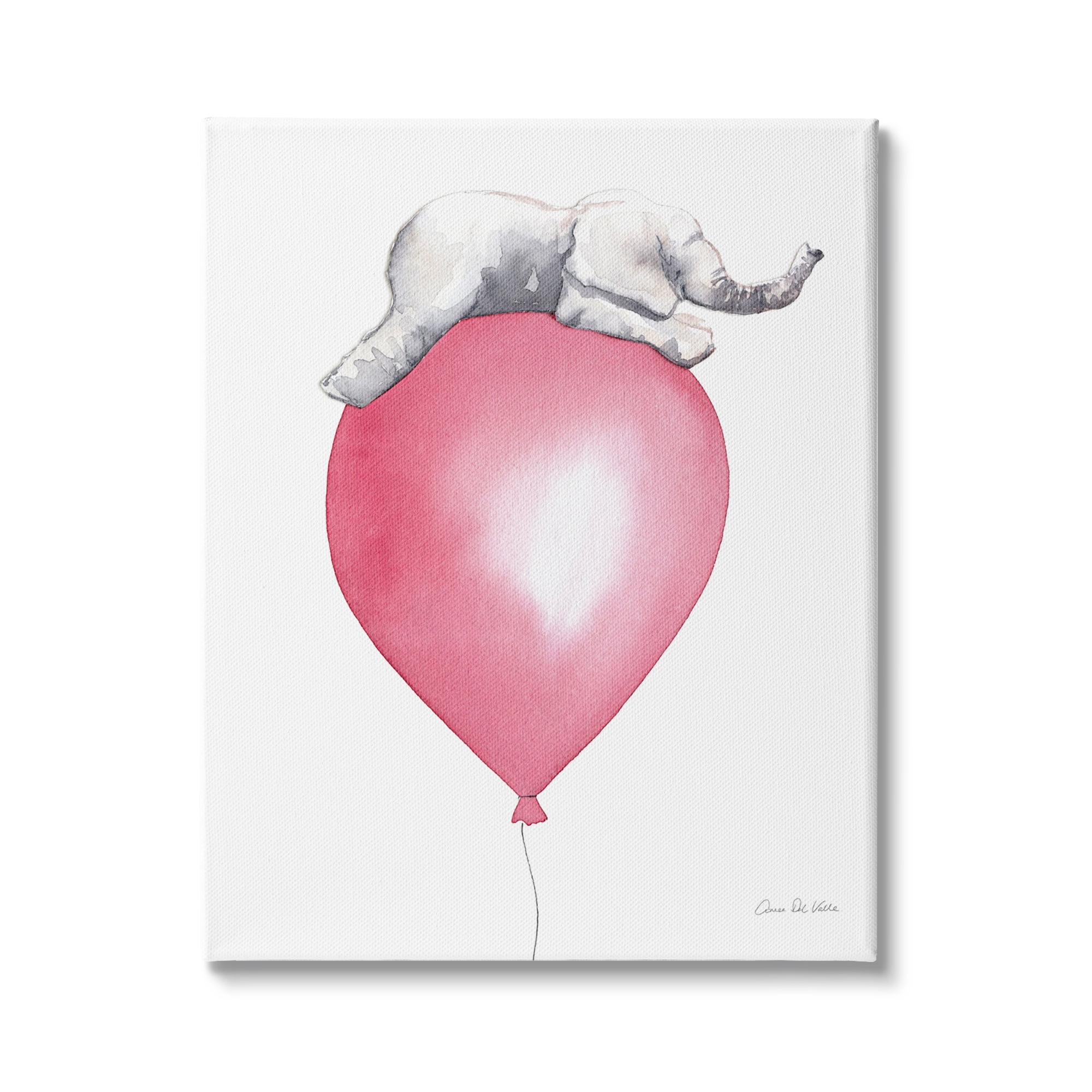 Stupell Industries Kids' Baby Elephant Sleeping on Large Red Balloon, 24 x 30, Design by Aimee Del Valle