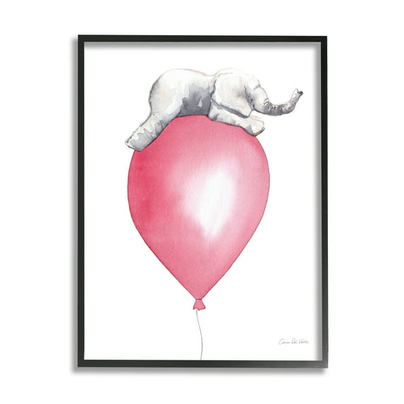 Stupell Industries Kids' Baby Elephant Sleeping on Large Red Balloon, 24 x 30, Design by Aimee Del Valle