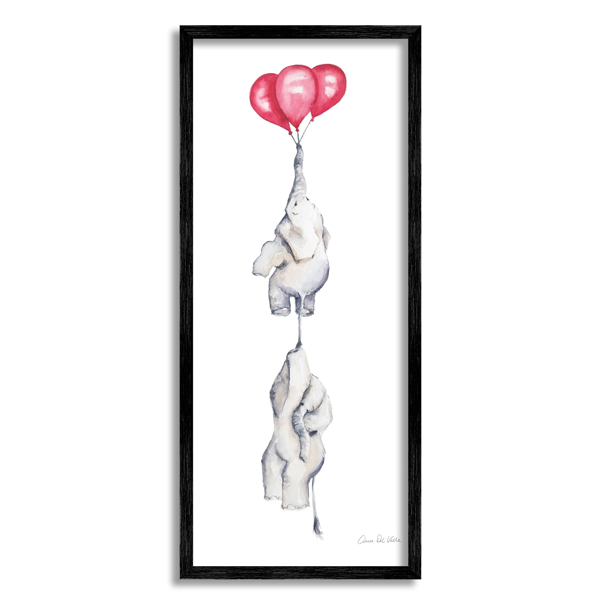 Stupell Industries Kids' Baby Elephants Flying with Floating Red Balloons, 13 x 30, Design by Aimee Del Valle