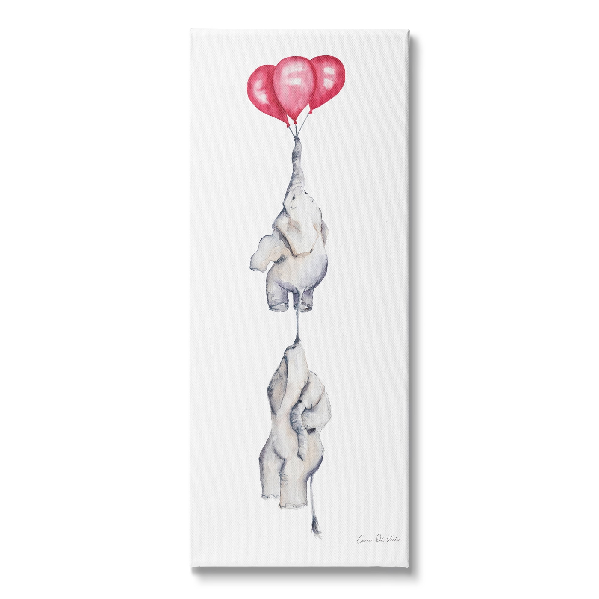 Stupell Industries Kids' Baby Elephants Flying with Floating Red Balloons, 20 x 48, Design by Aimee Del Valle