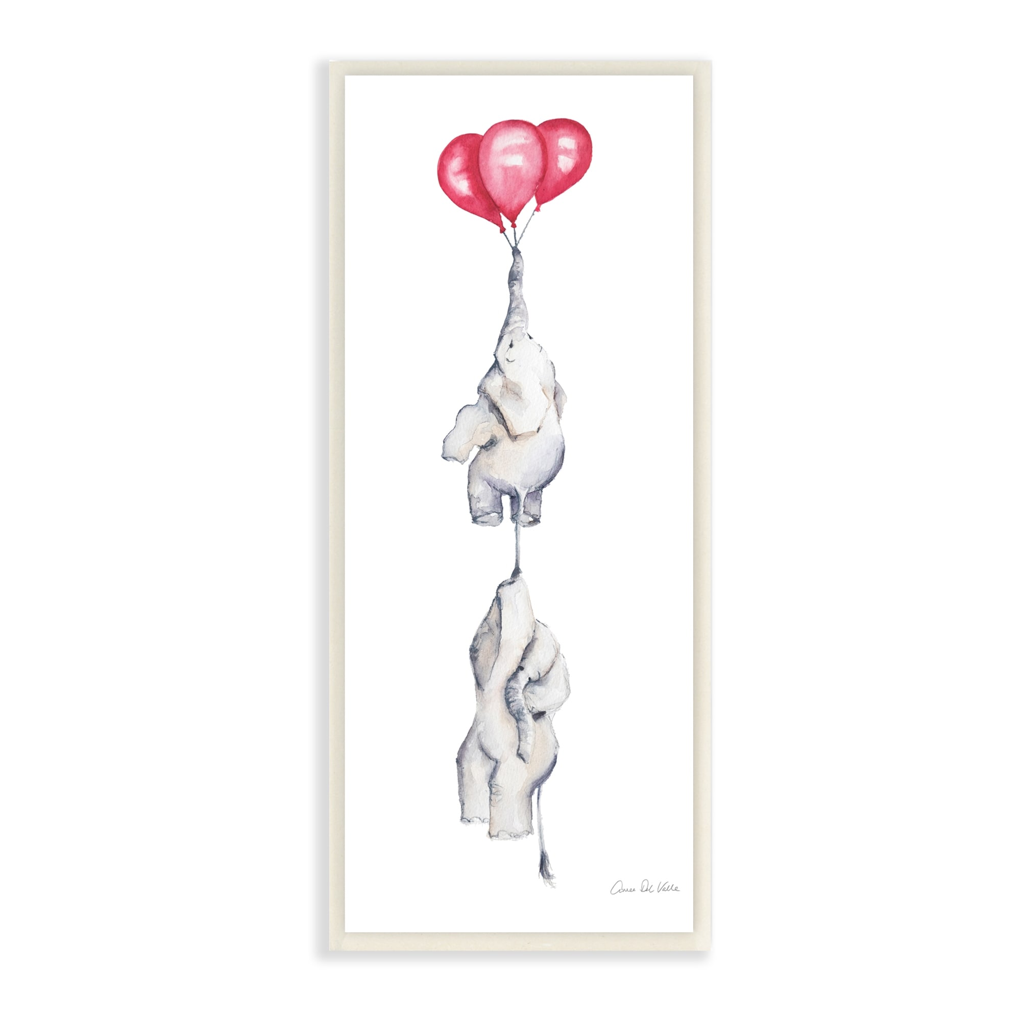 Stupell Industries Kids' Baby Elephants Flying with Floating Red Balloons, 7 x 17, Design by Aimee Del Valle