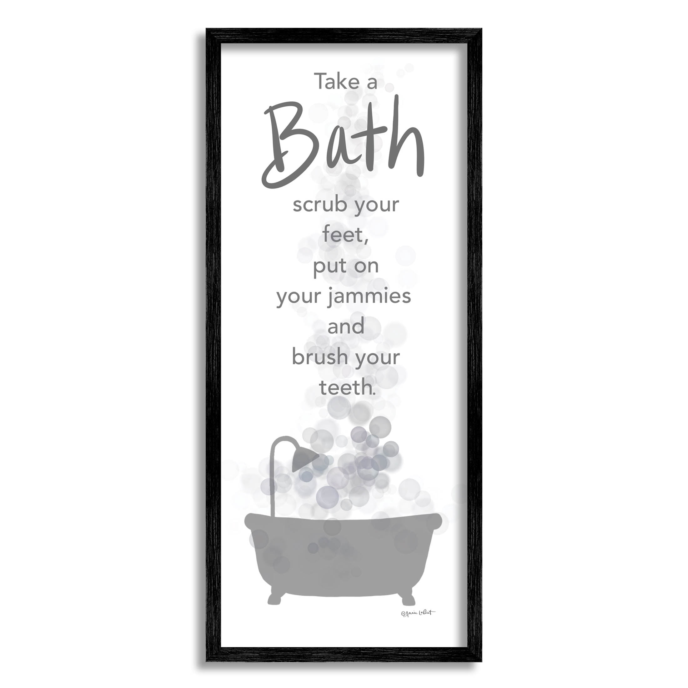 Stupell Industries Kids Bathroom Nighttime Routine List Graphic Art Black Framed Art Print Wall Art, Design by Anna LaPoint