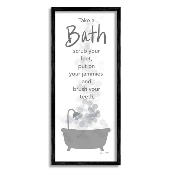 Stupell Industries Kids Bathroom Nighttime Routine List Graphic Art Black Framed Art Print Wall Art, Design by Anna LaPoint