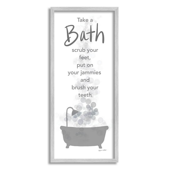 Stupell Industries Kids Bathroom Nighttime Routine List Graphic Art Gray Framed Art Print Wall Art, Design by Anna LaPoint