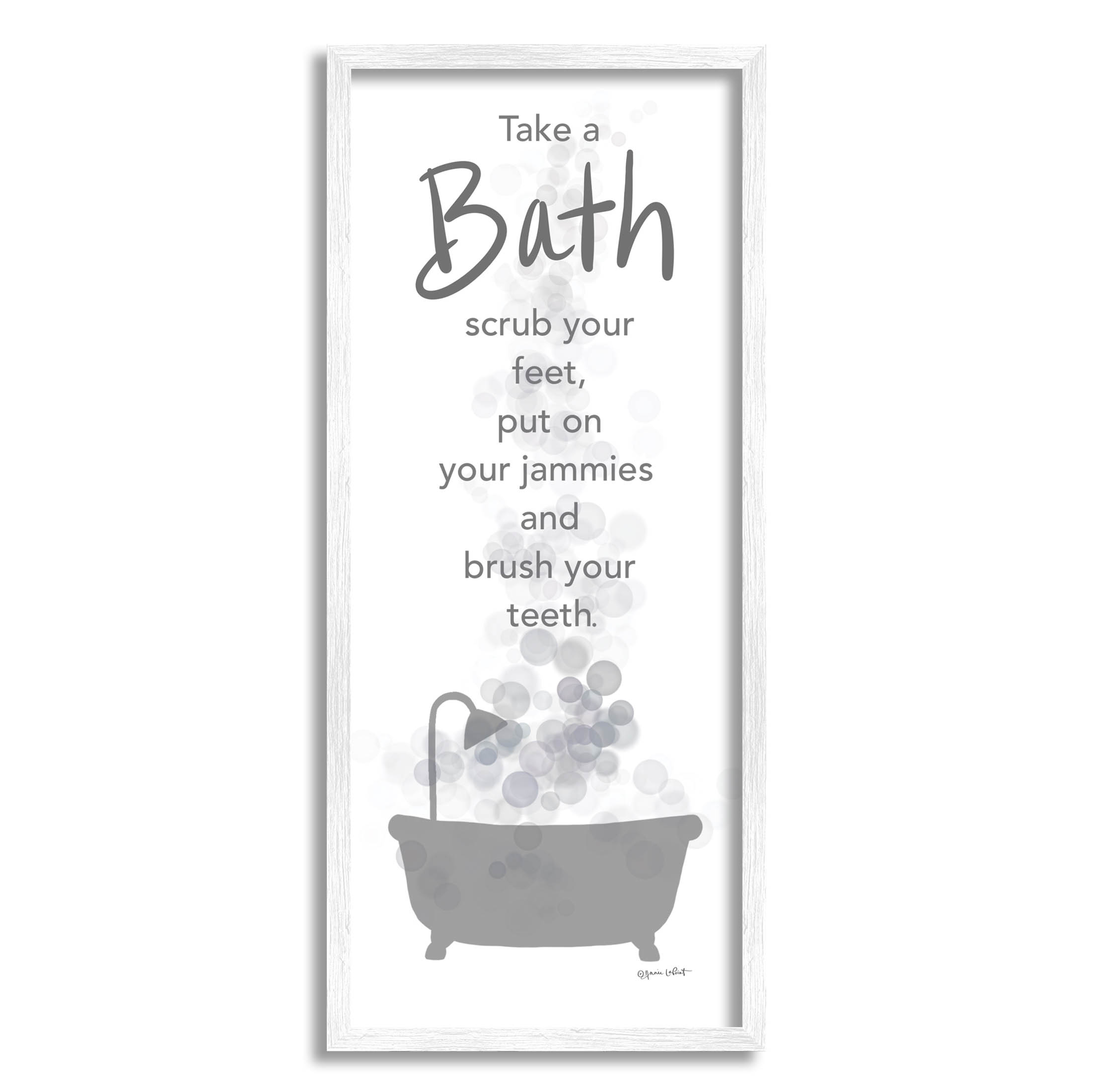 Stupell Industries Kids Bathroom Nighttime Routine List Graphic Art White Framed Art Print Wall Art, Design by Anna LaPoint