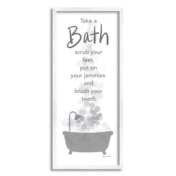 Stupell Industries Kids Bathroom Nighttime Routine List Graphic Art White Framed Art Print Wall Art, Design by Anna LaPoint