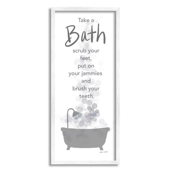 Stupell Industries Kids Bathroom Nighttime Routine List Graphic Art White Framed Art Print Wall Art, Design by Anna LaPoint